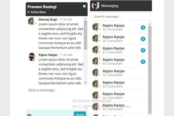 Free to download linkedIn type bottom chat ui