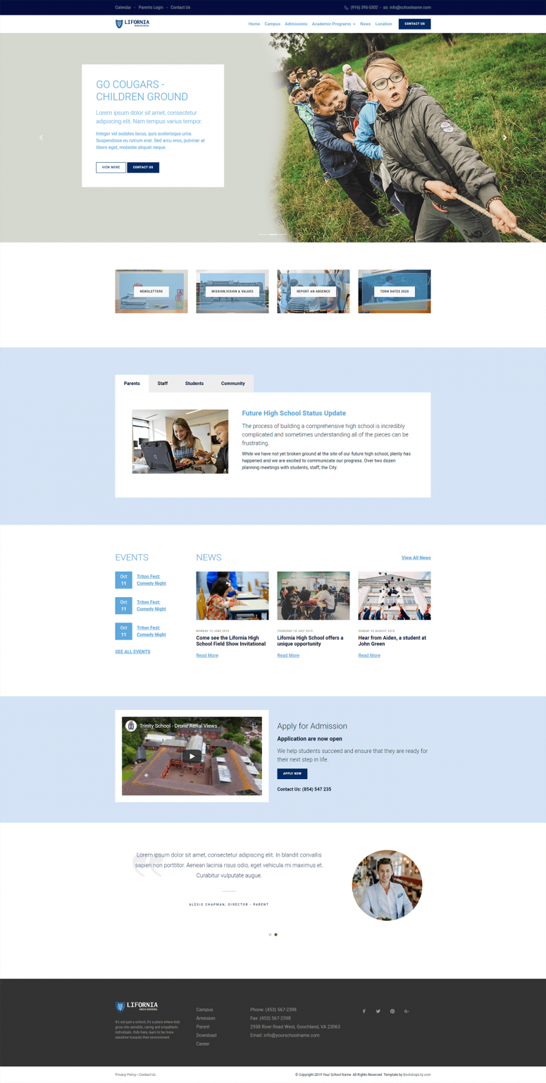 Download Free Bootstrap Template For School Website BootstrapLily