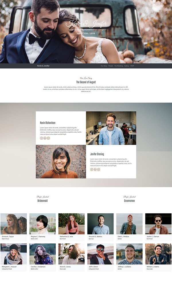 Free wedding website template with all important features