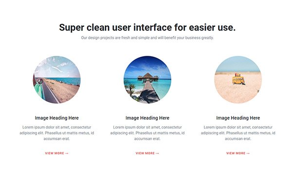 Three column circle image ui made with bootstrap html