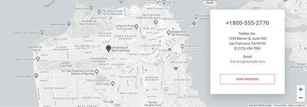 Responsive map snipp with contact details box