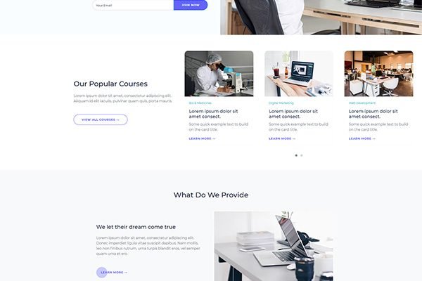 Free Online Learning Website Template