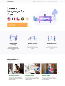 free language learning website template