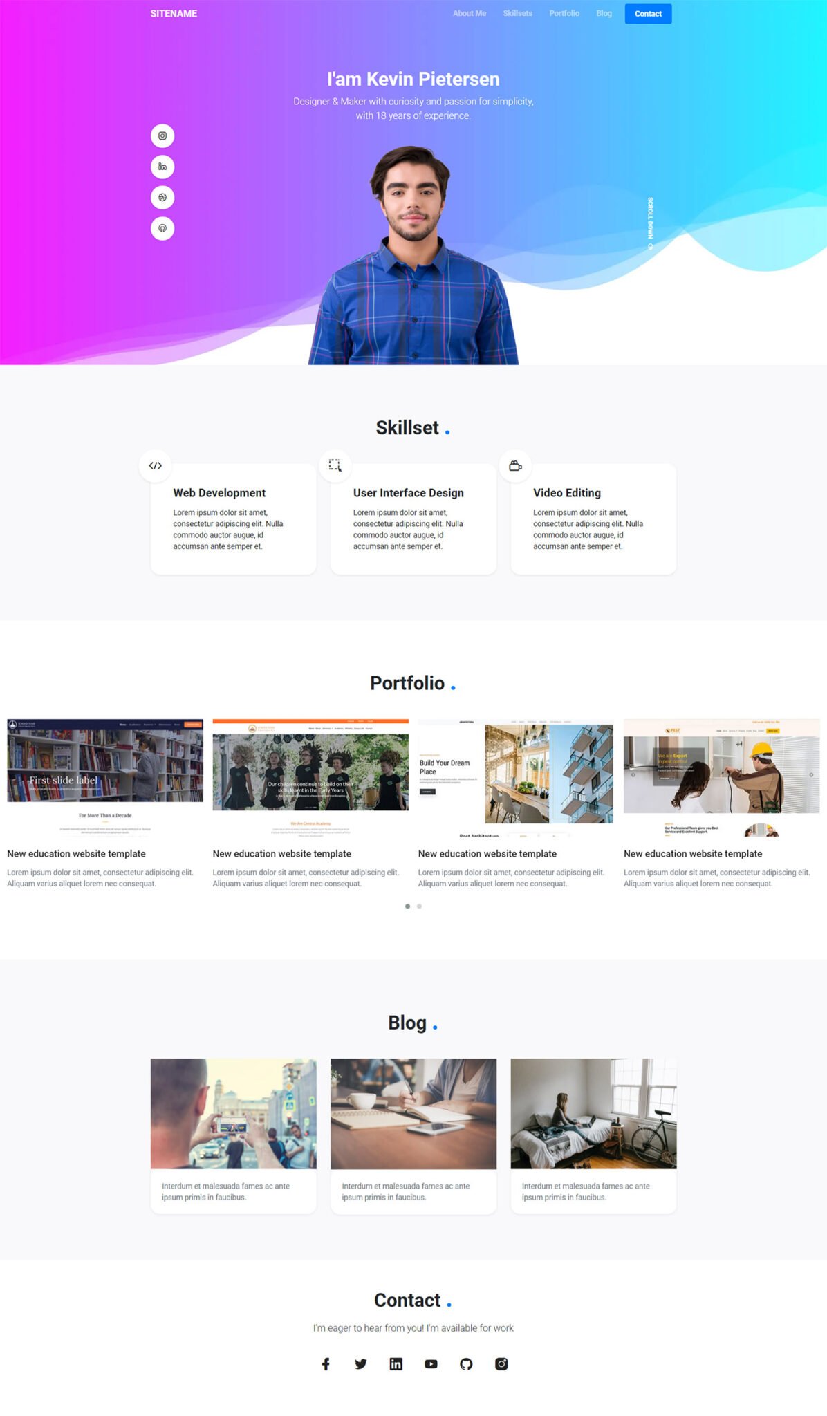 Bootstrap One Page Portfolio Template Free Download