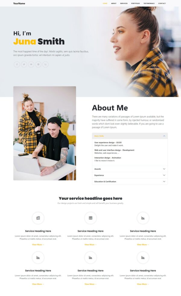 Bounce – Free portfolio template made by bootstrap