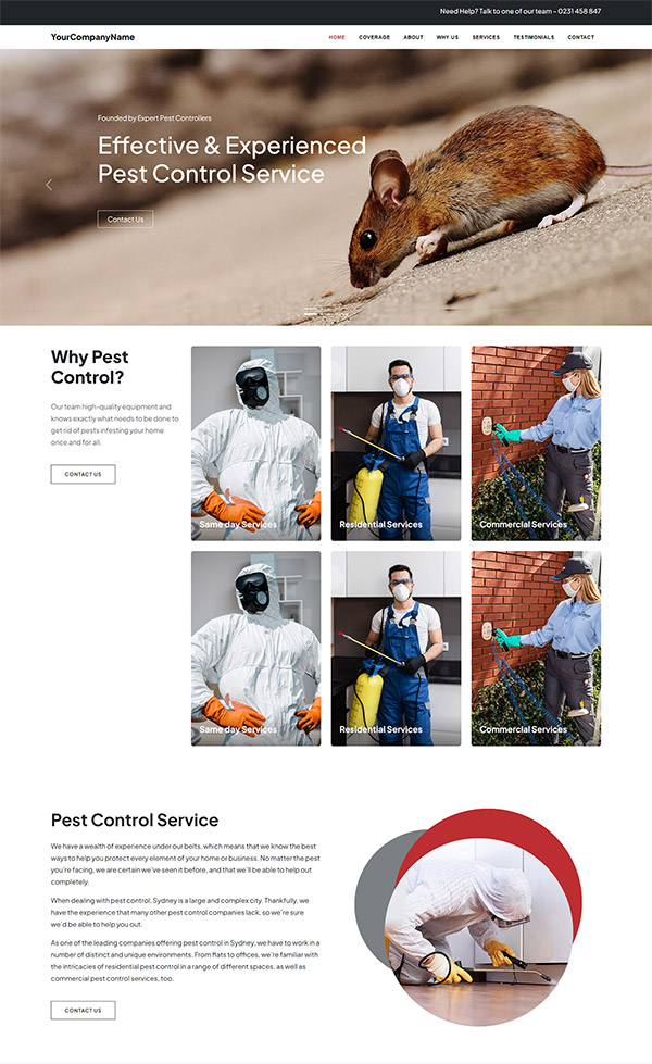 Fresh template for your pest control website