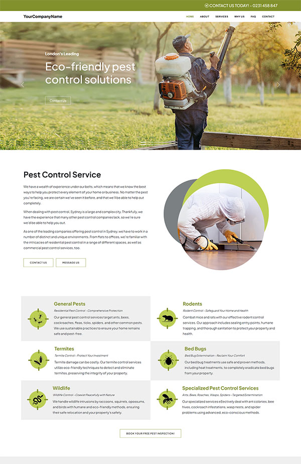 Pest control website free template