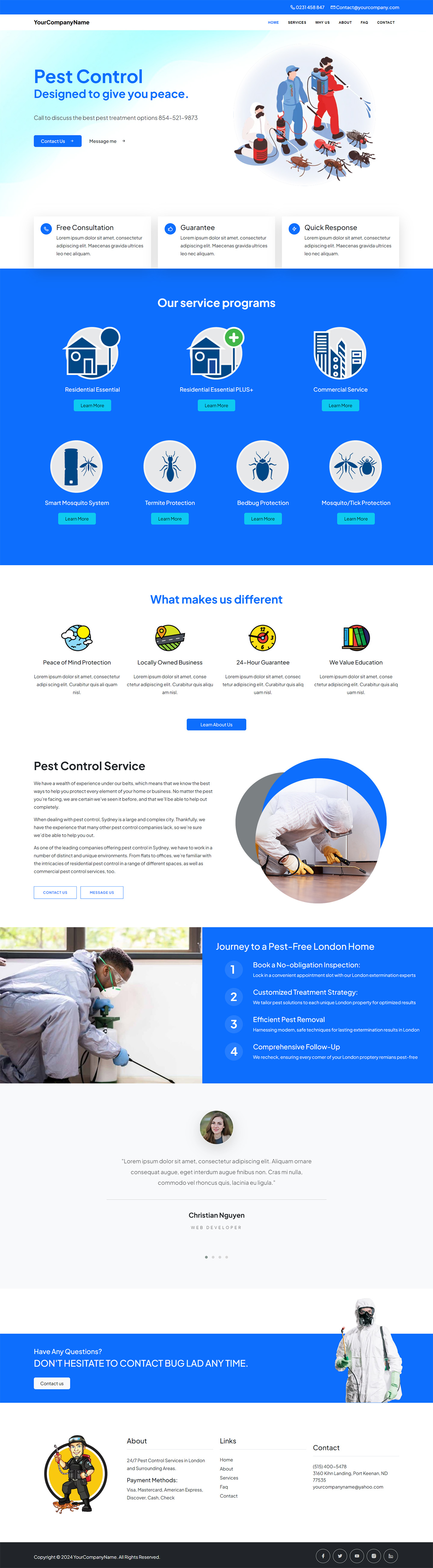 free pest control website template